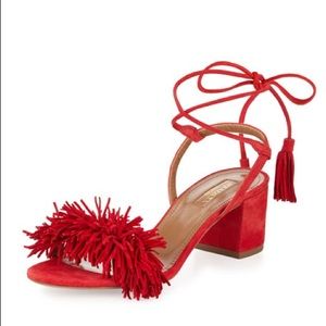Aquazzura Wild Thing Block Sandal in Lipstick (Red)